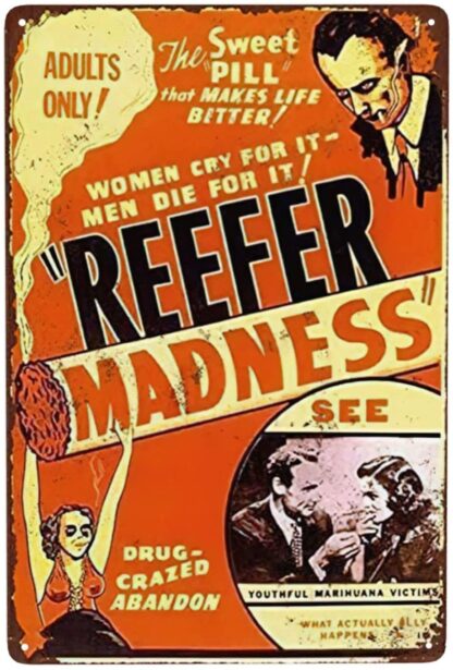 8x12 inch Vintage Tin Sign 1936 Reefer Madness Movie Wall Art Reproduction Decor Metal Sign