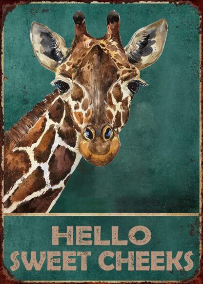 8x12 inch Vintage Giraffe Signs Hello Sweet Cheeks Home Wall Decoration Metal Plaques