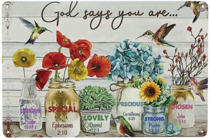 8x12 inches Poster Metal Tin Sign Flowers Jars God You are Horizontal Funny Outdoor Street Banner Wall Art Garden Bar Cafe Restaurant Garage Club Wall Decor