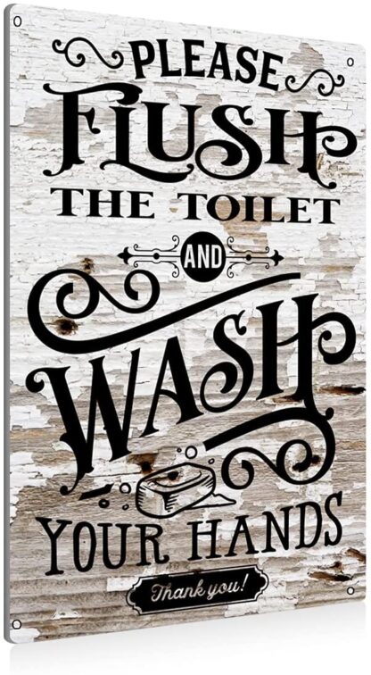 8x12 inches Rustic Bathroom Metal Tin Sign Wall Decor - Farmhouse Bathroom Quote Saying Tin Sign for Toilet Restroom Home Decor Gifts