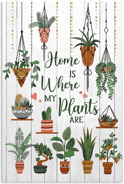 8x12inch Vintage Rustic Wall Decor TIN Sign Garden Home is Where My Plants are Art Farmhouse Poster Vintage Novelty Bedroom Living Room Office