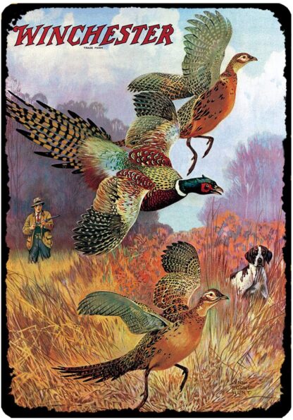 8 X 12 Inch Vintage Metal Tin Sign Pheasants on The Rise Winchester Firearm Hunting Hunter for Home Bar Pub Kitchen Garage Restaurant Wall Deocr Plaque Sign