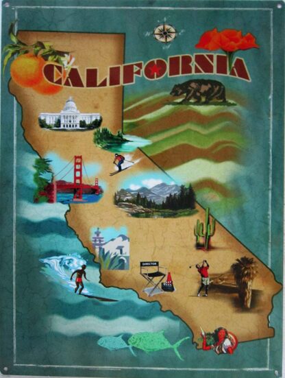 8x12 inch Vintage California Metal Tin Sign Home Bar Kitchen Restaurant Wall Deocr Plaque Signs