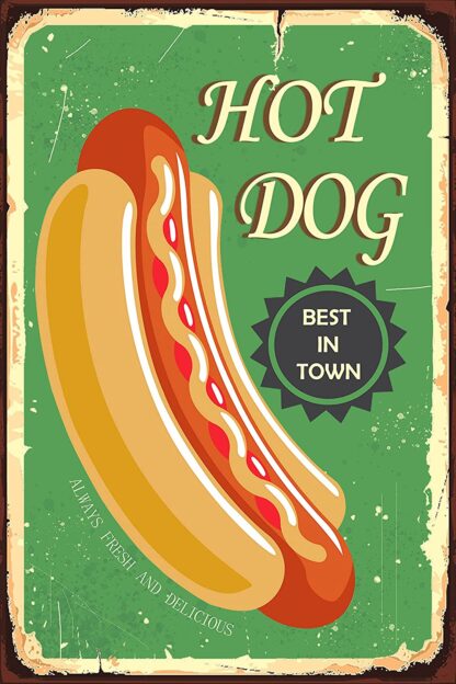 8x12 inch Retro Restaurant Sign Fresh Hot Dog Tasty Home Wall Decoration Metal Plaques