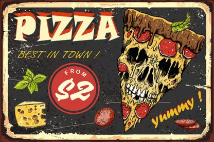 8x12 inch Pizzeria Restaurant Sign Yummy Tasty Pizza Tin Signs for Home Bar Coffee