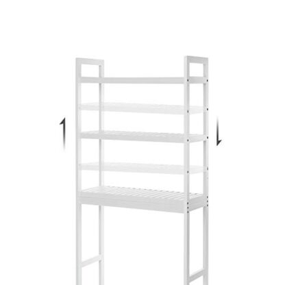 White Over The Toilet Storage, 3-Tier Bamboo Bathroom Organizer with Adjustable Shelves, Multifunctional Toilet Rack - Image 4