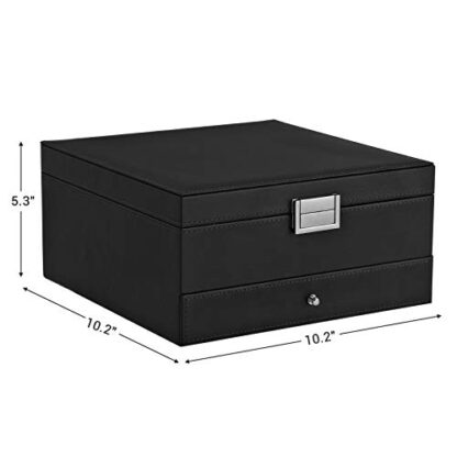 Black Jewelry Box, 3 Layers Jewelry Organizer with Removable Tray, Drawer, for Necklaces, Earrings, Rings - Image 3