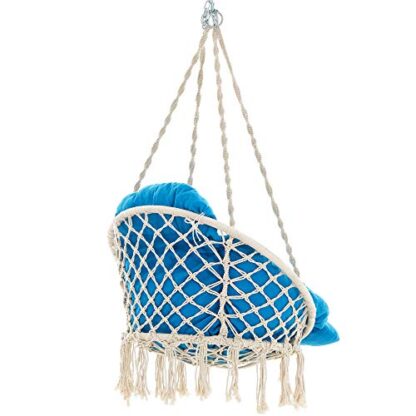 Cloud White and Blue Hanging Chair, Hammock Chair with Large, Thick Cushion, Swing Chair, Holds up to 264 lb, for Terrace, Balcony, Garden, Living Room - Image 3