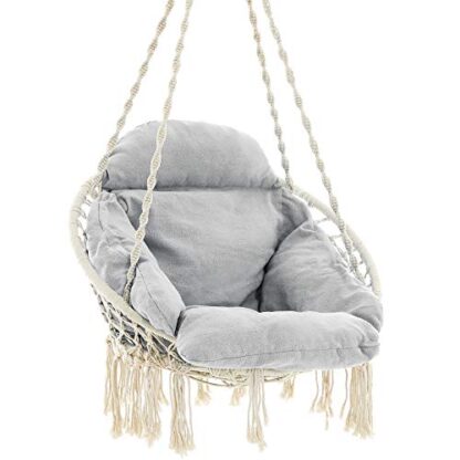 Cloud White and Gray Hanging Chair, Hammock Chair with Large, Thick Cushion, Swing Chair, Holds up to 264 lb, for Terrace, Balcony, Garden, Living Room - Image 10