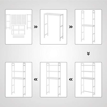 White Over The Toilet Storage, 3-Tier Bamboo Bathroom Organizer with Adjustable Shelves, Multifunctional Toilet Rack - Image 2