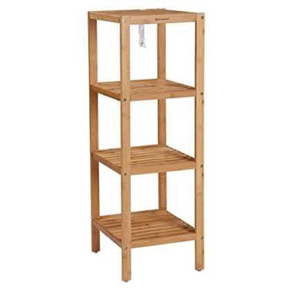 Natural Bathroom Shelf 4-Tier Multifunctional Storage Rack Shelving Unit 38.6 x 13 x 13 Inches - Image 7