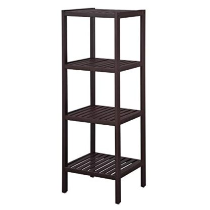 Brown Bamboo Bathroom Shelf Stand 4-Tier Multifunctional Storage Rack Shelving Unit 38.6 x 13 x 13 Inches - Image 8