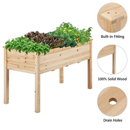 Raised Garden Bed 48x24x30in Elevated Wooden Planter Box with Legs Standing Growing Bed for Gardening/Backyard/Patio/Balcony - Image 7