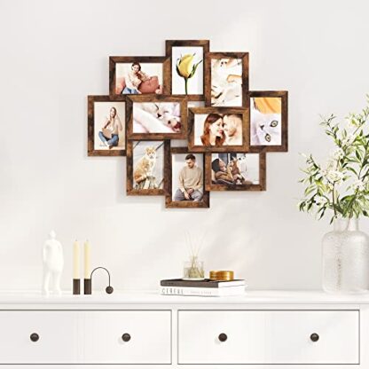 Rustic Brown Collage Picture Frames, 4 x 6 Inches for 10 Photos, Assembly Required, Collage Multiple Photos, Glass Front - Image 7