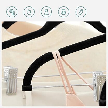 30-Pack Black Pants Hangers, 16.7-Inch Long Velvet Hangers with Adjustable Clips, Non-Slip, Space-Saving for Pants, Skirts, Coats, Dresses, Tank Tops - Image 2