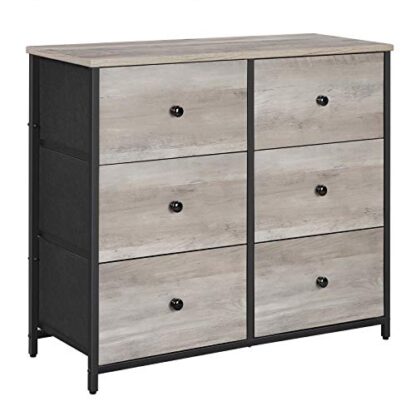 Greige + Black Dresser for Bedroom, Chest of Drawers, 6 Drawer Dresser, Closet Fabric Dresser with Metal Frame, Wooden Top and Front - Image 10