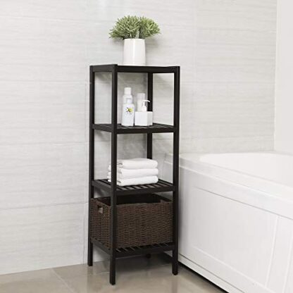 Brown Bamboo Bathroom Shelf Stand 4-Tier Multifunctional Storage Rack Shelving Unit 38.6 x 13 x 13 Inches - Image 3