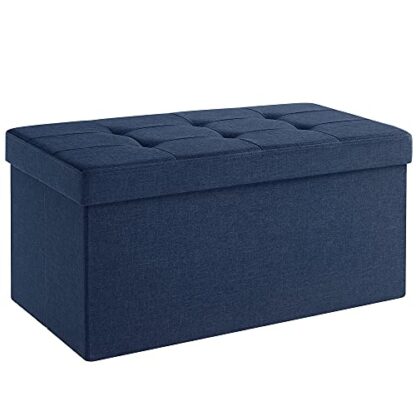 Navy Blue Storage Ottoman Bench, Foldable Seat, 30-Inch Long Bench, Toy Box Chest, Footrest, 21.1 Gal Capacity, Hold up to 660 lb - Image 9