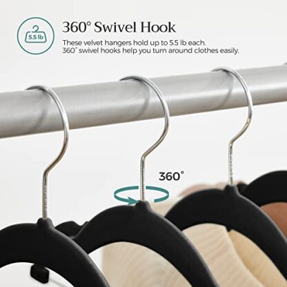 30-Pack Black Pants Hangers, 16.7-Inch Long Velvet Hangers with Adjustable Clips, Non-Slip, Space-Saving for Pants, Skirts, Coats, Dresses, Tank Tops - Image 3