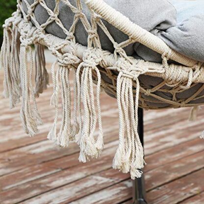 Cloud White and Gray Hanging Chair, Hammock Chair with Large, Thick Cushion, Swing Chair, Holds up to 264 lb, for Terrace, Balcony, Garden, Living Room - Image 2