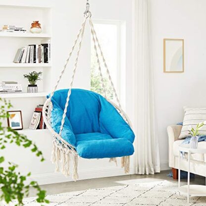 Cloud White and Blue Hanging Chair, Hammock Chair with Large, Thick Cushion, Swing Chair, Holds up to 264 lb, for Terrace, Balcony, Garden, Living Room - Image 4