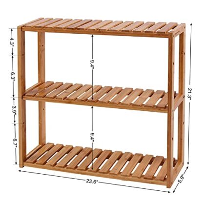 Natural Bamboo Bathroom Shelf, 3-Tier Adjustable Plants Rack, Wall-Mounted or Stand, in the Living Room, Balcony, Kitchen - Image 4