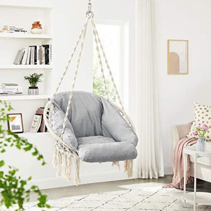 Cloud White and Gray Hanging Chair, Hammock Chair with Large, Thick Cushion, Swing Chair, Holds up to 264 lb, for Terrace, Balcony, Garden, Living Room - Image 6