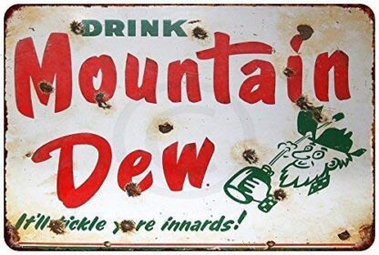 8x12 inch Porcelain Look Drink Mountain Dew Soda Vintage Retro Custom Metal Tin Sign Home House Coffee Beer Drink Bar