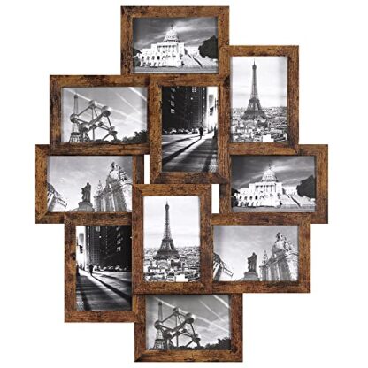 Rustic Brown Collage Picture Frames, 4 x 6 Inches for 10 Photos, Assembly Required, Collage Multiple Photos, Glass Front - Image 9