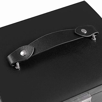 Black Jewelry Box, Travel Jewelry Case, Compact Jewelry Organizer with 2 Drawers, Mirror, Lockable with Keys, 6.9 x 5.3 x 4.7 Inches, Gift Idea - Image 4