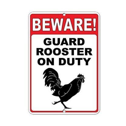 8"X 12" Beware! Guard Rooster On Duty Quote Vinyl Label Decal Sticker