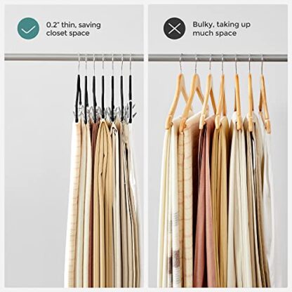 30-Pack Black Pants Hangers, 16.7-Inch Long Velvet Hangers with Adjustable Clips, Non-Slip, Space-Saving for Pants, Skirts, Coats, Dresses, Tank Tops - Image 5