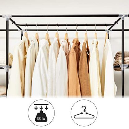 Grey 59-Inch Portable Closet Wardrobe, Closet Storage Organizer with Shelves and Cover for Hanging Clothes, Non-Woven Fabric - Image 4