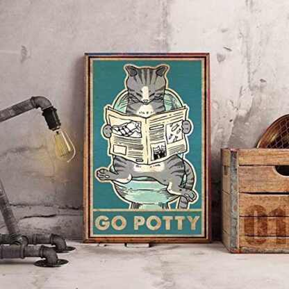 8x12 inch Personalized Metal Signs for Home Funny Cat Go Potty Metal Sign Bathroom Metal Sign Printable Wall Art Cat Lover Digital Print Print Art Wall