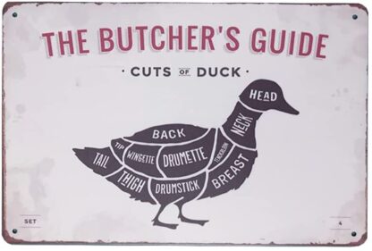 8x12 inch The Butcher's Guide Series Metal Tin Sign Retro Vintage Wall Plaque for Restaurant Kitchen Farmhouse Wall Decor