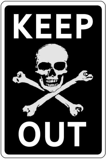 8x12 inch Keep Out Sign Durable Full Color Metal Sign Skull