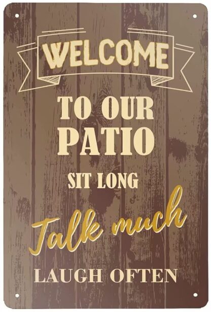 8x12 inch Retro Metal Tin Sign Welcome to Our Patio Aluminum Sign for Home Bar Wall Art Décor