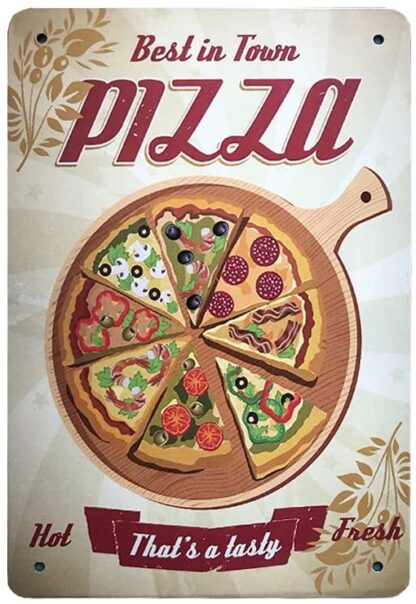 8x12 inch Pizza Metal Tin Sign Retro Vintage Wall Plaque for Bar Cafe Restaurant Home Decor