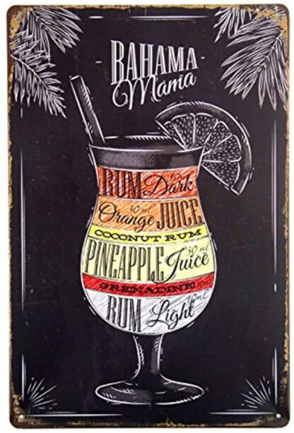 8x12 inch Cocktails Spirit Alcohol Tin Sign Metal Poster Wall Decor Pub Bar Tavern Display