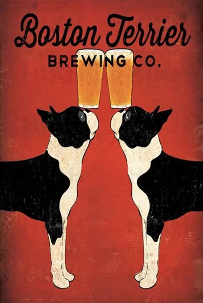 8x12 inch Wall Art Decoration - Boston Terrier Brewing Co. Beer Craf G Vintage Funny 8x12 Inch Retro Look Home Decor Club Bar Poster