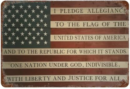 8x12 inch retro Pledge Of Allegiance American Flag tin sign metal poster plaque decoration bar cafe home garage cave club garden Funny Decor