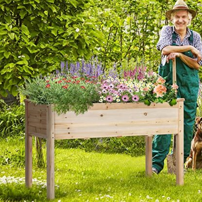 Raised Garden Bed 48x24x30in Elevated Wooden Planter Box with Legs Standing Growing Bed for Gardening/Backyard/Patio/Balcony - Image 9