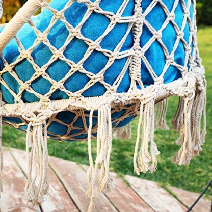 Cloud White and Blue Hanging Chair, Hammock Chair with Large, Thick Cushion, Swing Chair, Holds up to 264 lb, for Terrace, Balcony, Garden, Living Room - Image 2