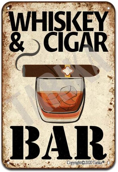 8" x 12" Whiskey & Cigar Bar Metal Signs Retro Bar Decor Office Decor Room Club Wall Decoration Plaque