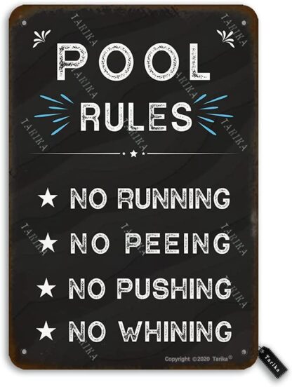 8x12 inch Pool Rules Relax Swim Enjoy 8X12 Inch Tin Retro Look Decoration Plaque Sign for Home Swimming Pool River Beach Farmhouse Garden Outdoor Funny