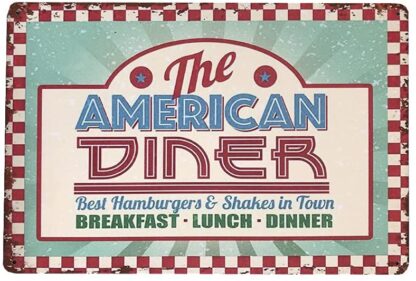 8x12 inch Diner Metal Tin Sign Retro Vintage Wall Plaque for Bar Cafe Restaurant Home Decor