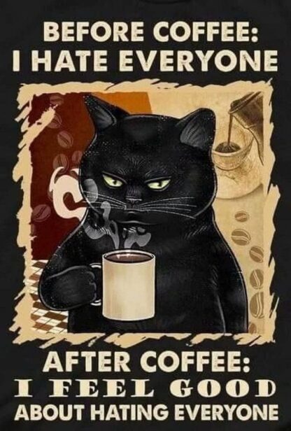 8x12 inch Cat Drink Coffee Metal Tin Sign,Hate Everyone After Coffee Retro Poster Garage Kitchen Wall Plaque Home Decor Cafe Bar Pub Beer Club Poster Paint