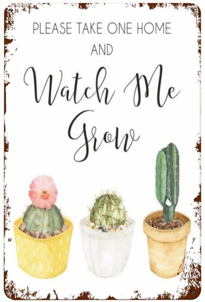 8x12 inch Watch Me Grow Sign Succulent Favors Baby Shower Sign Succulents Sign Cactus Favors Sign Baby Shower Favors Table Plant Favors Tin Signs