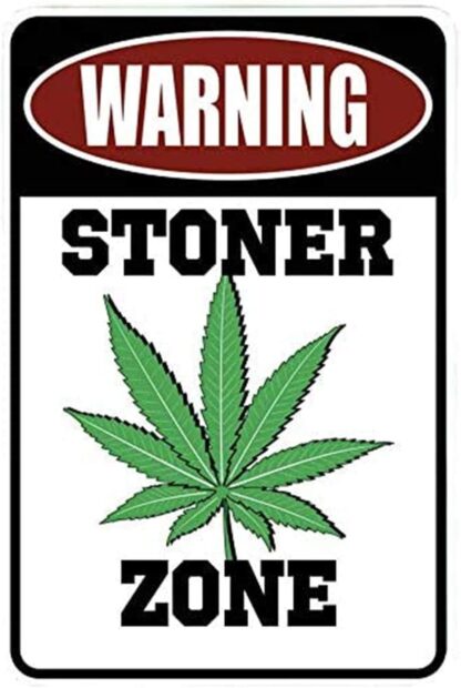 8x12 inch Funny Metal Sign Tin Sign Wall Decor Decorative Sign Iron Painting for Yard Garage Man cave.Warning Stoner Zone