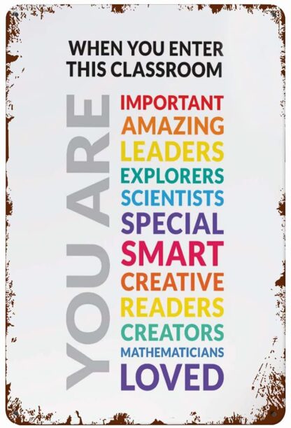 8x12 inch You are Loved When You Enter This Classroom Rules Teacher Sign Poster Wall Art Gift Teacher Rules Tin Signs for Bar